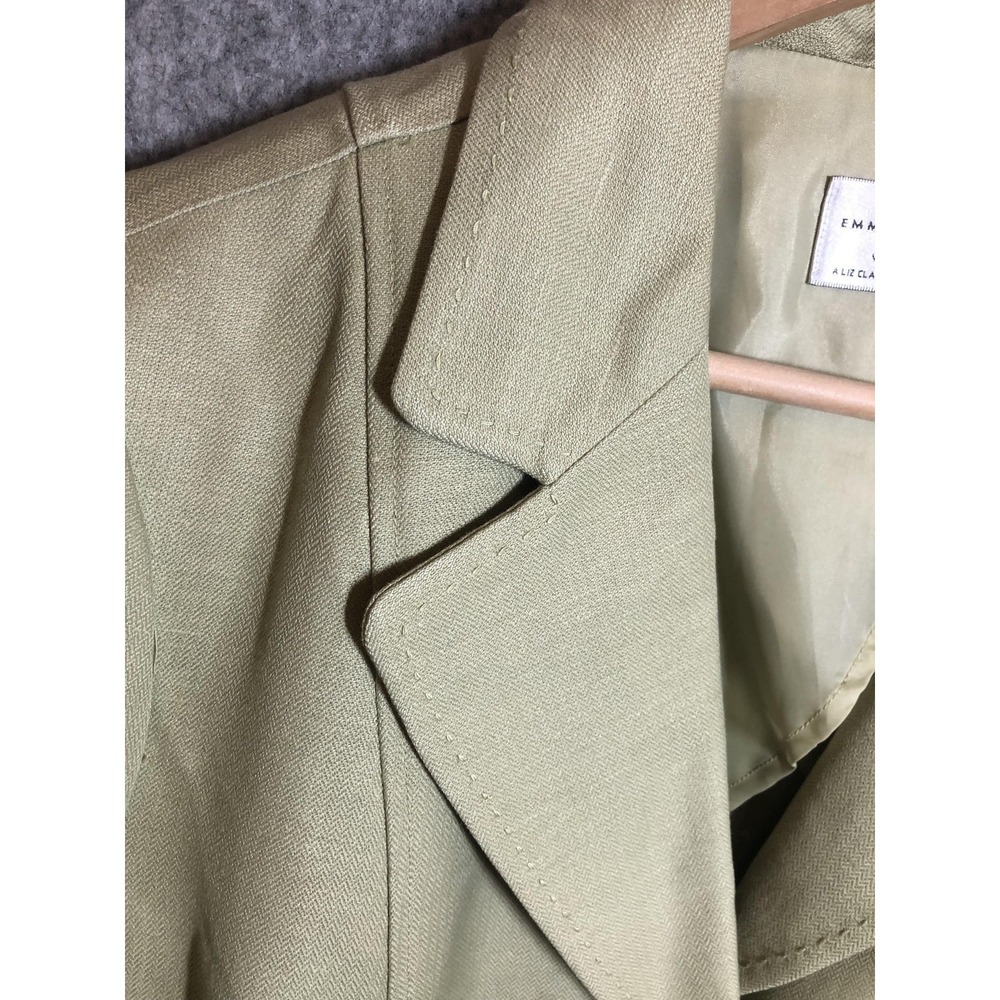 Emma James Blazer Jacket Womens 18W Green Linen Blend Herringbone Lined Career - Picture 2 of 6